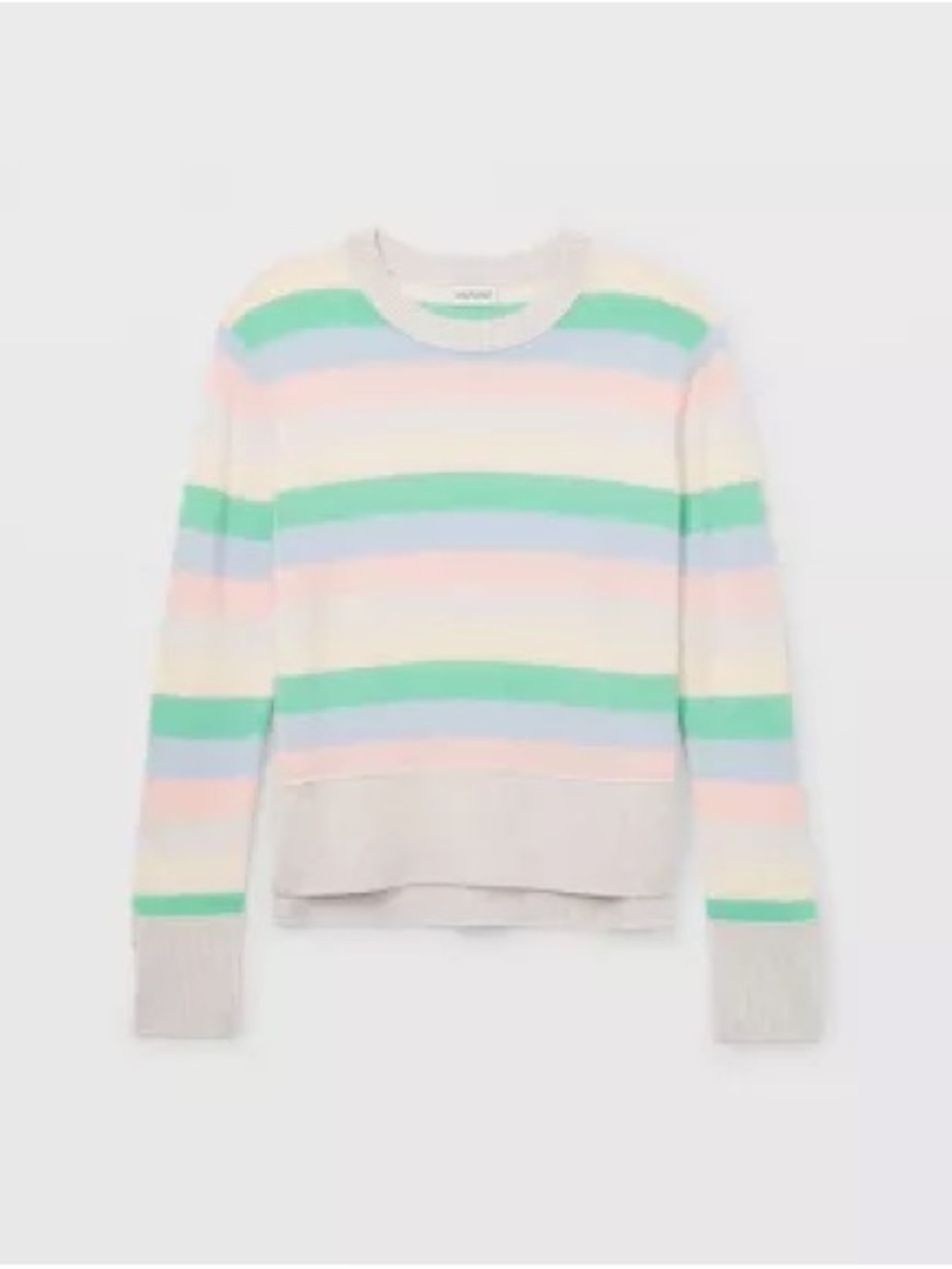 Club Monaco Recycled Cashmere Pastel Striped Crewneck Sweater